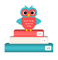 Owl sitting on top of books